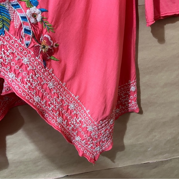 Johnny Was Embroidered Hummingbird Cardigan Sweater Wrap Open Front Pink Size M - Picture 4 of 15